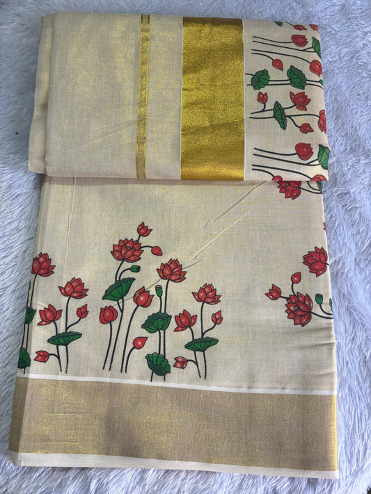 Lotus Golden Tissue Saree
