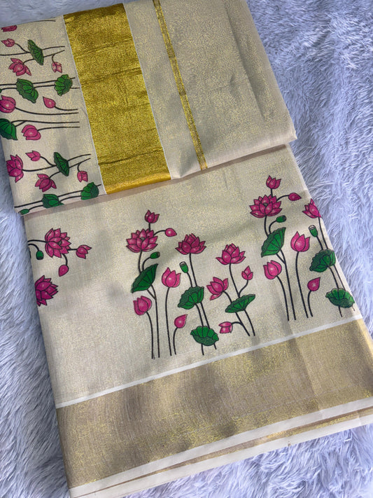Lotus Golden Tissue Saree