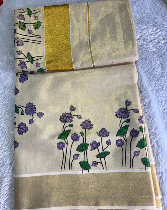 Lotus Golden Tissue Saree